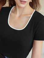 PREMIUM CONTRAST TRIM RIBBED T-SHIRT