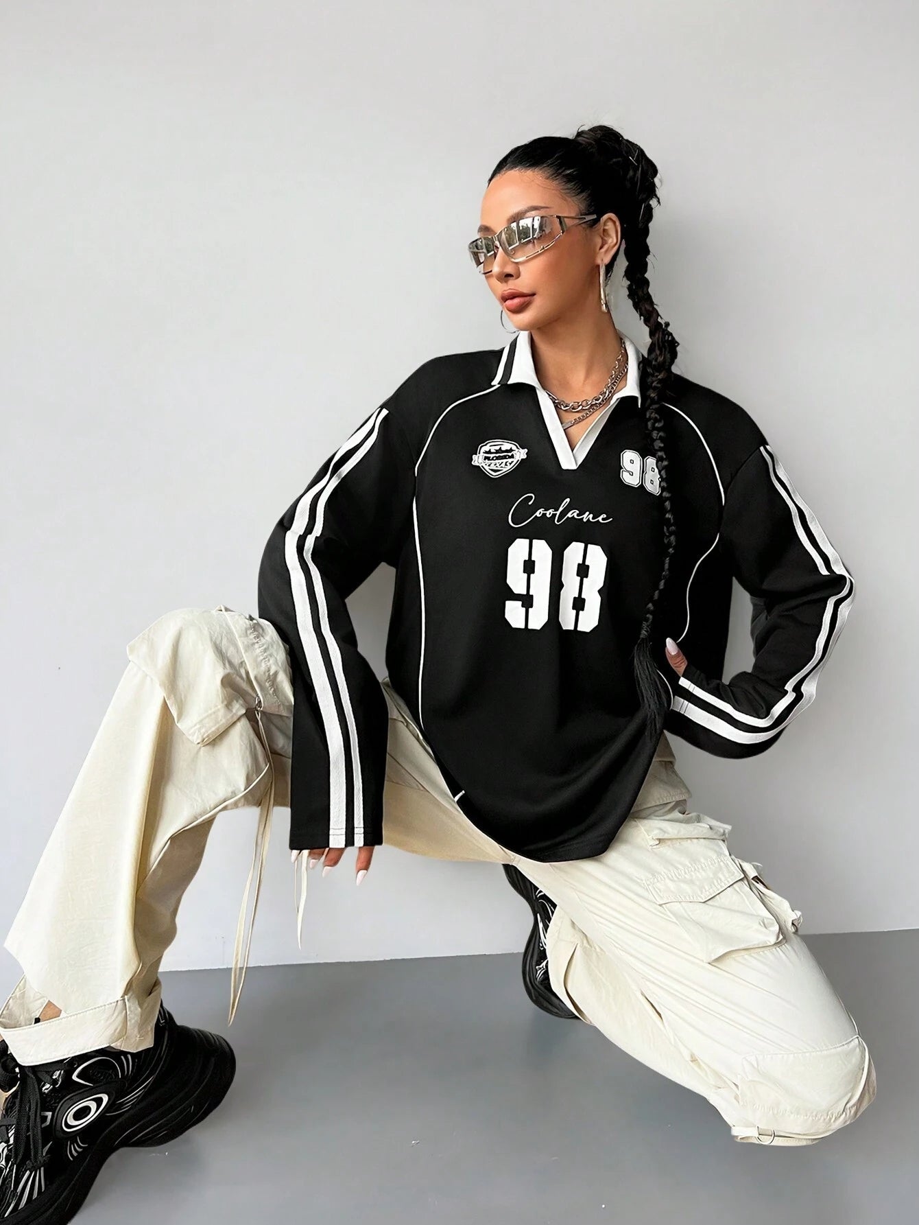 Sportswear Graphics White Over Size Long Sleeve Jersey T-Shirt
