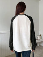 Letter Patched Colorblock Raglan Sleeve Tee