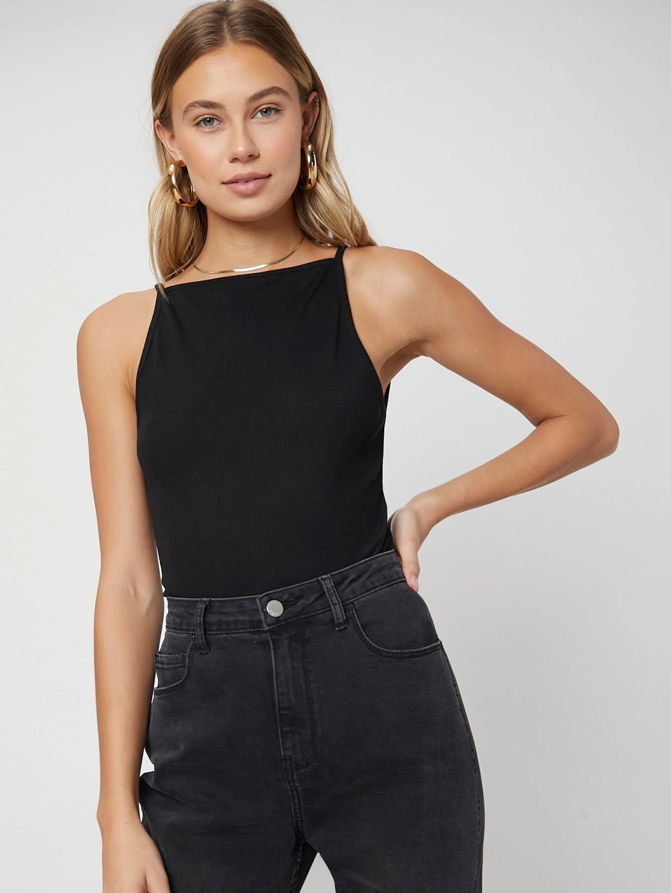 Sleeveless Top with Fine Shoulder Straps