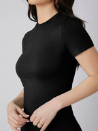 Solid Mock Neck Bodycon Dress