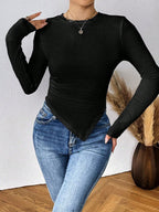 Solid Asymmetrical Hem Tee