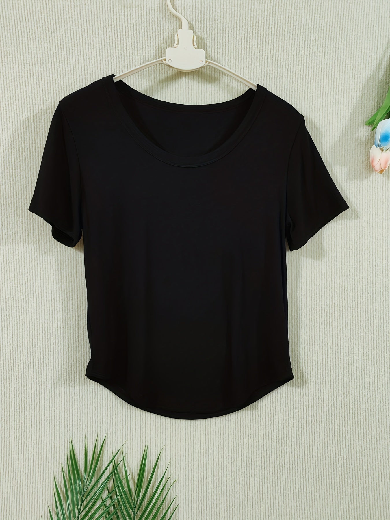 Short Sleeve Crew Neck Casual Solid Color T-Shirt, Slim Fit