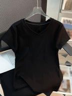 Women's Elegant V-Neck Short Sleeve T-Shirt