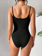 Solid Color Backless Spaghetti Strap Bodysuit