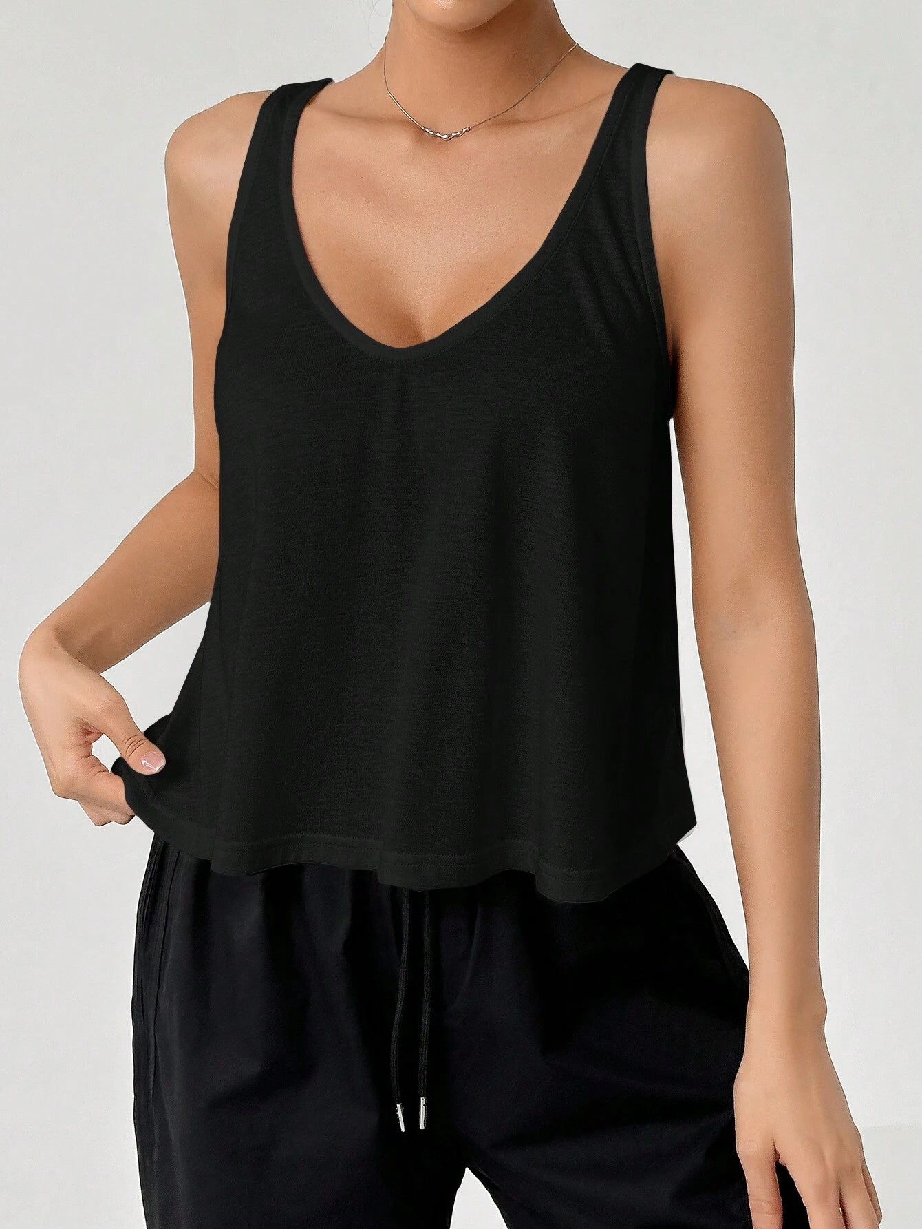 Fashion V-Neck Solid Color Loose Camisole Tank Top