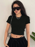 Cut Out Back Crop Tee Going Out Tops