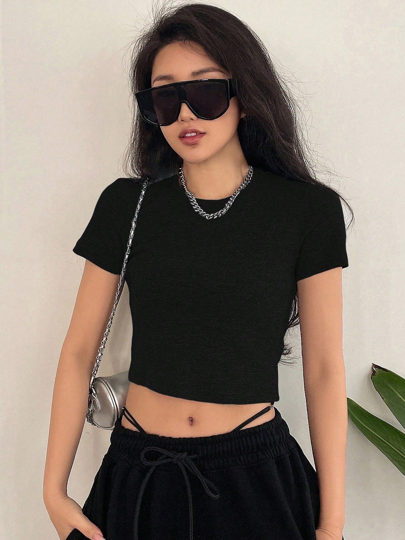 Cut Out Back Crop Tee Going Out Tops