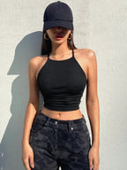 Solid Color Halter Top Going Out Tops Tank Tops