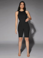 Solid Slim Fit Round Neck Tank Bodysuit