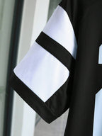 Number Print Patchwork Short Sleeve T-Shirt Graphic Tees Women Tops