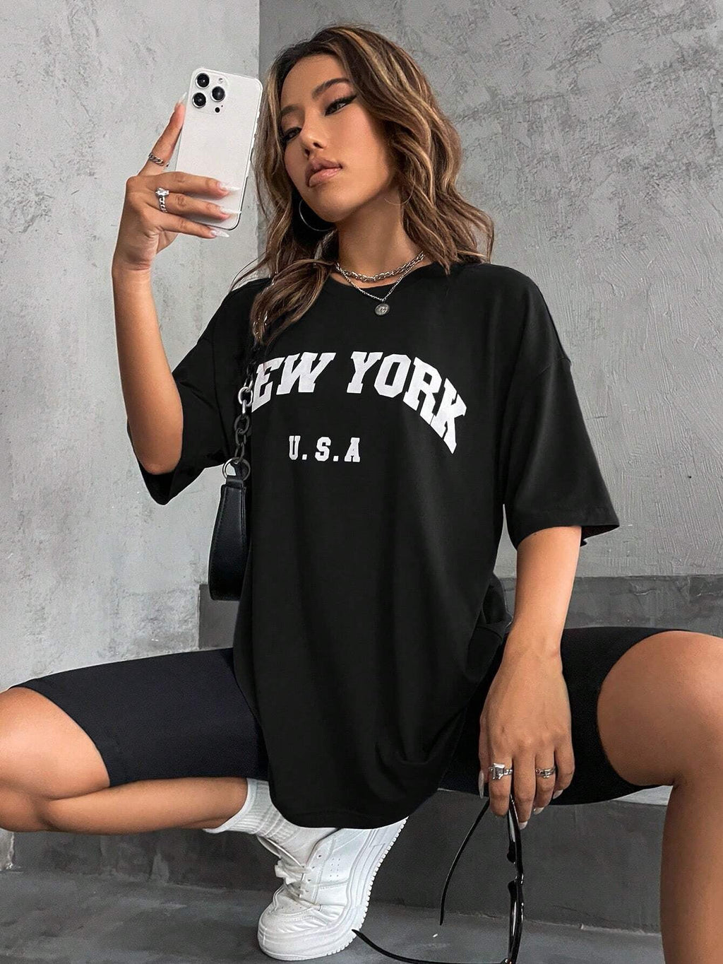 Minimalist English Printed Casual Street Style T-Shirt Graphic Tees Women Tops