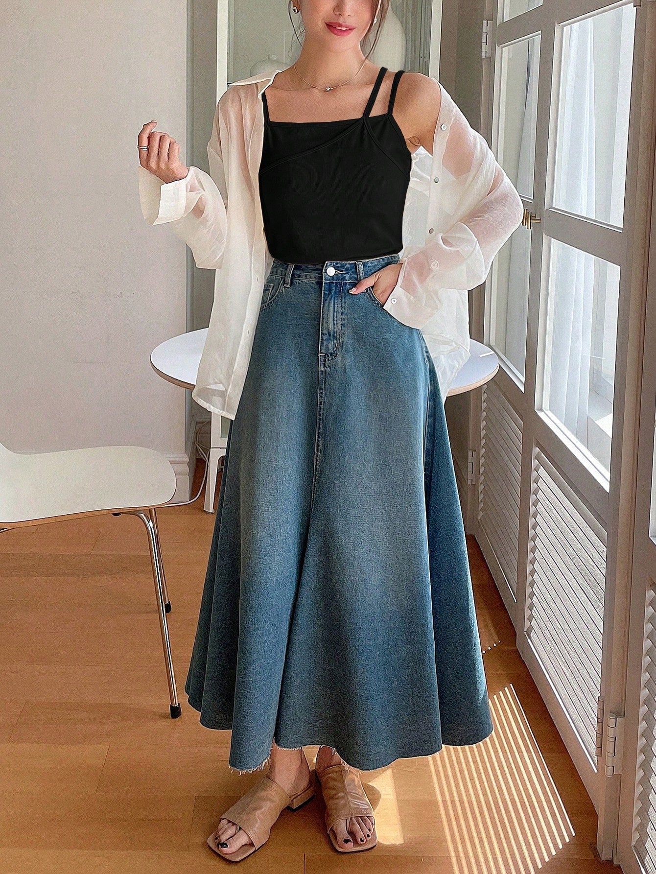 Plain Color Casual Versatile Asymmetrical Camisole