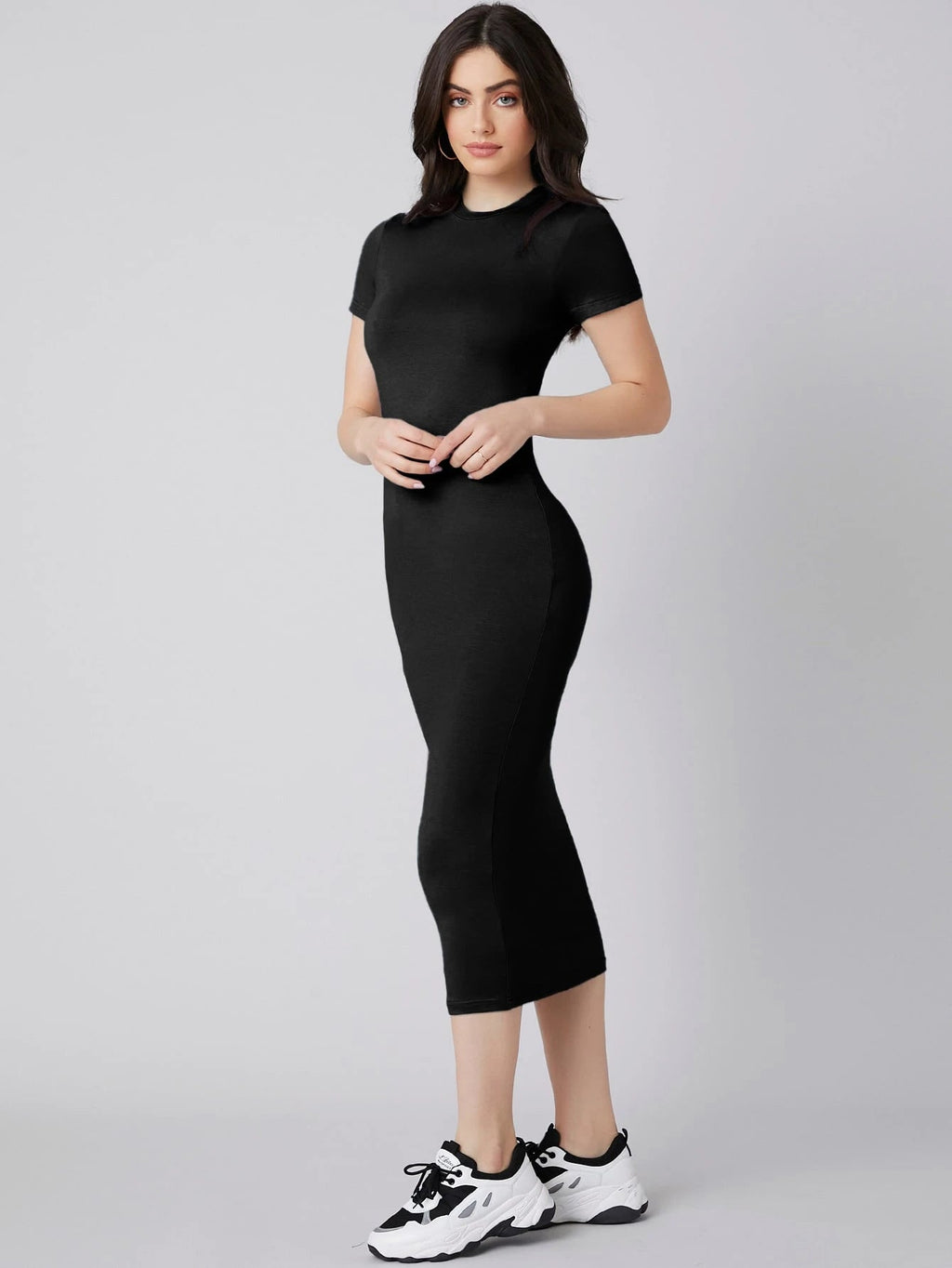 Solid Mock Neck Bodycon Dress