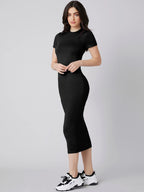Solid Mock Neck Bodycon Dress