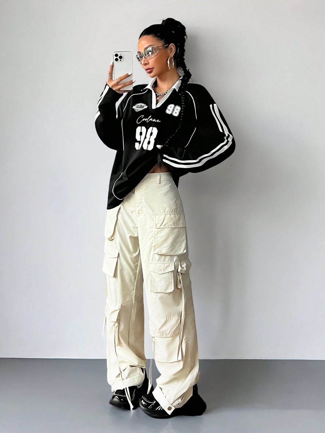 Sportswear Graphics White Over Size Long Sleeve Jersey T-Shirt