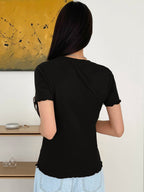 Lettuce Trim Ribbed Knit Tee Summer