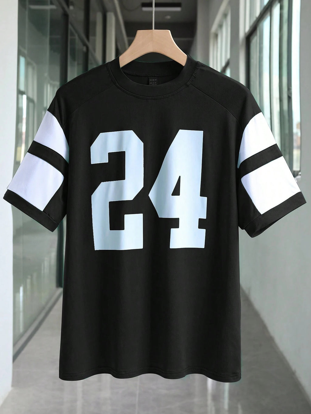 Number Print Patchwork Short Sleeve T-Shirt Graphic Tees Women Tops