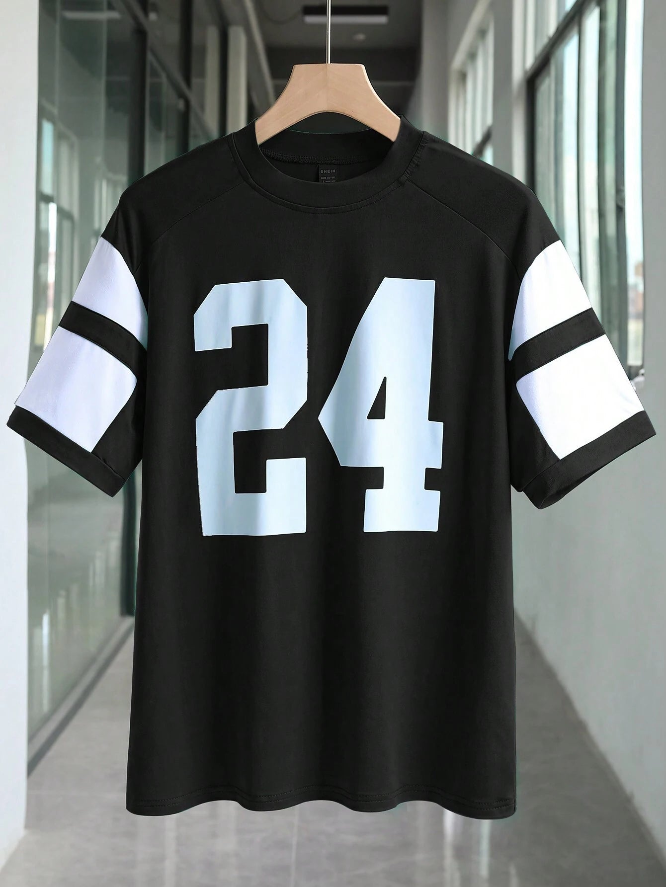 Number Print Patchwork Short Sleeve T-Shirt Graphic Tees Women Tops