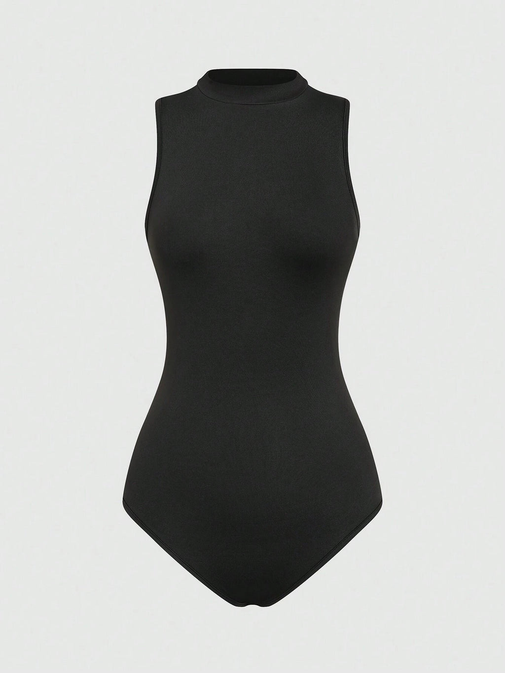 Casual Solid Color Stand Collar Bodysuit