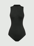 Casual Solid Color Stand Collar Bodysuit
