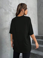 Minimalist English Printed Casual Street Style T-Shirt Graphic Tees Women Tops
