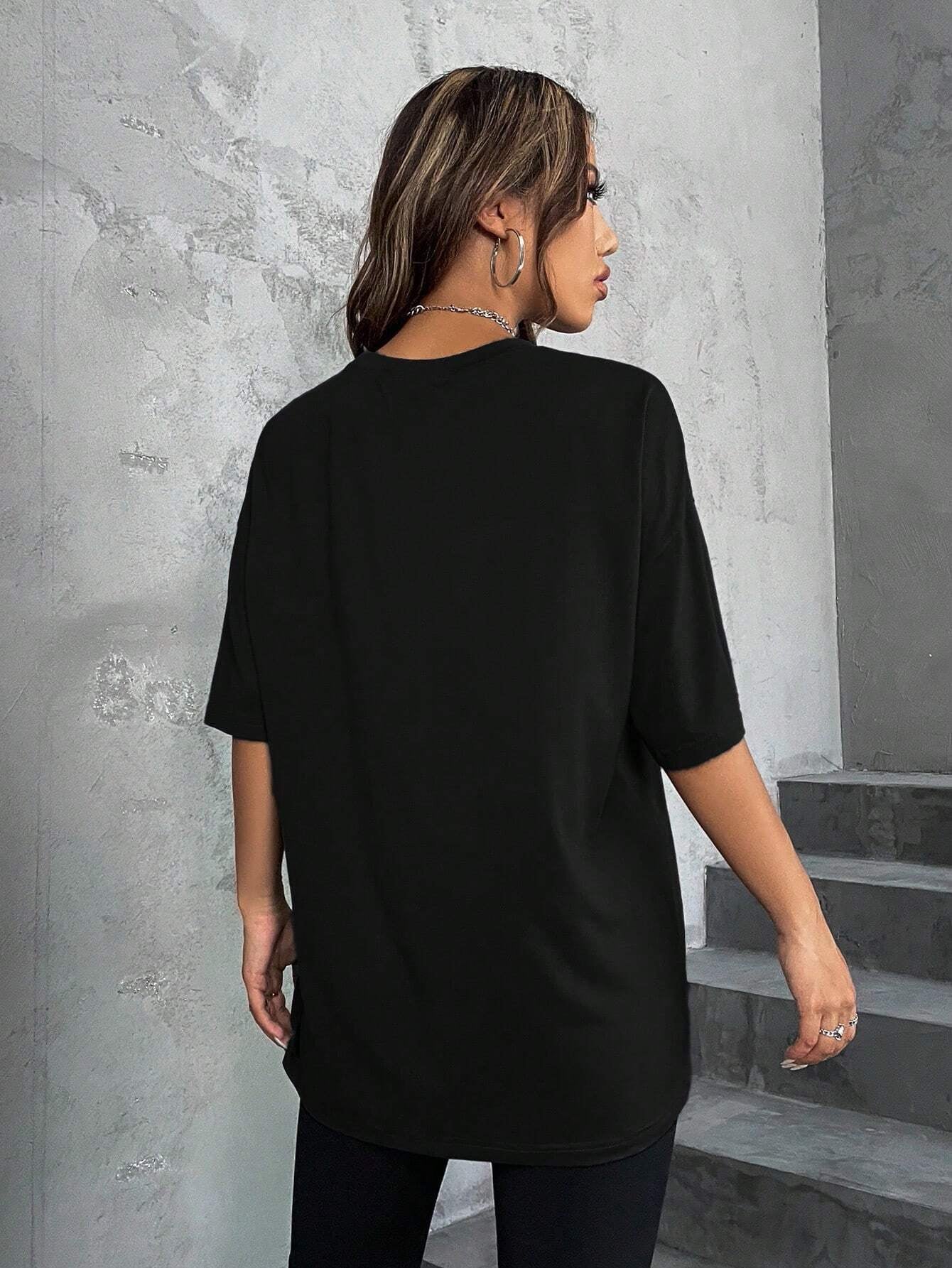 Minimalist English Printed Casual Street Style T-Shirt Graphic Tees Women Tops
