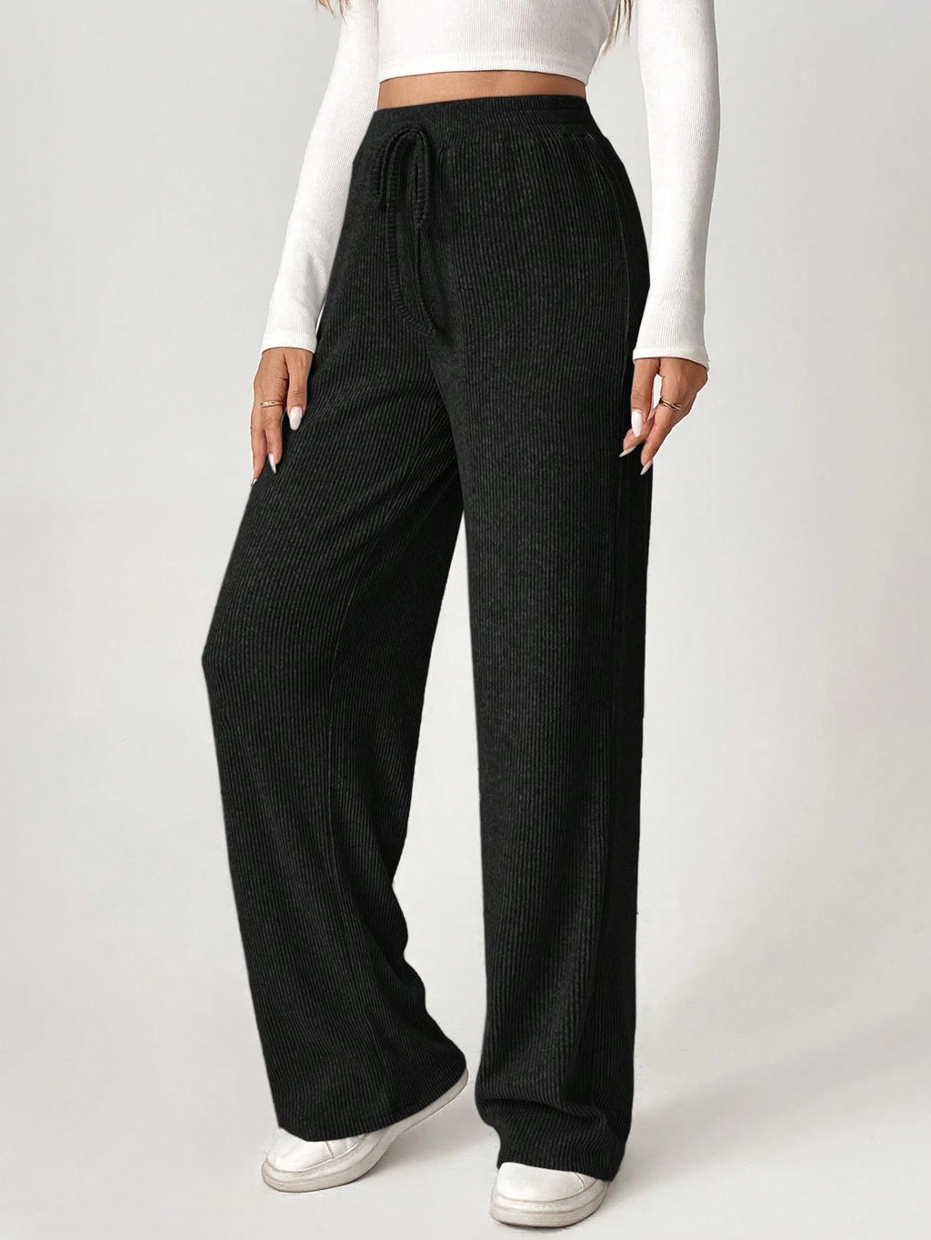 Solid Drawstring Slant Pocket Sweatpants