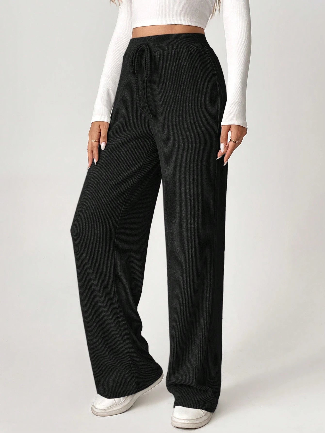 Solid Drawstring Slant Pocket Sweatpants