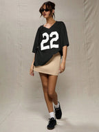 Oversized Baseball T-Shirt Casual Cute Graphic Tee