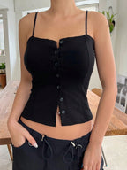 Button Front Cami Top For Women