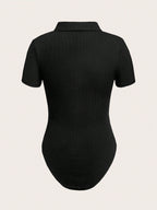 Casual Solid Color Stand Collar Bodysuit