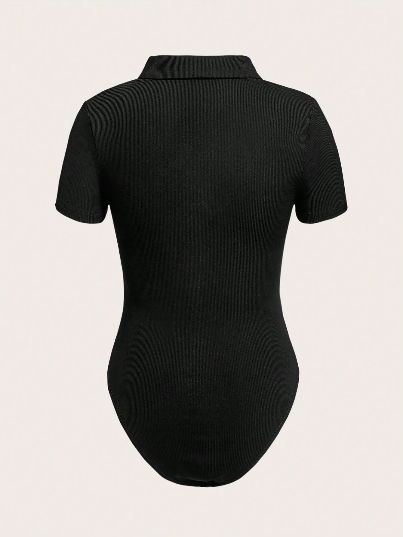 Casual Solid Color Stand Collar Bodysuit