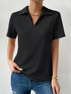 Solid Ribbed Knit Tee