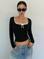Ballet Style Bow Slim Fit Ladies T-Shirt