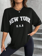Minimalist English Printed Casual Street Style T-Shirt Graphic Tees Women Tops