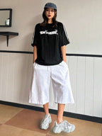 TOM AND JERRY X DAZY Women's Casual Loose Fit 3/4 Sleeve Letter Print Sport T-Shirt