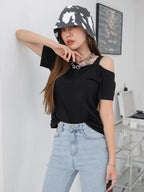 Solid Asymmetrical Neck Tee