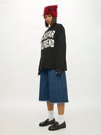 Rockstar Girlfriend Long Sleeve Graphic Tee Oversized Boyfriend Style Cotton Blend Statement Top