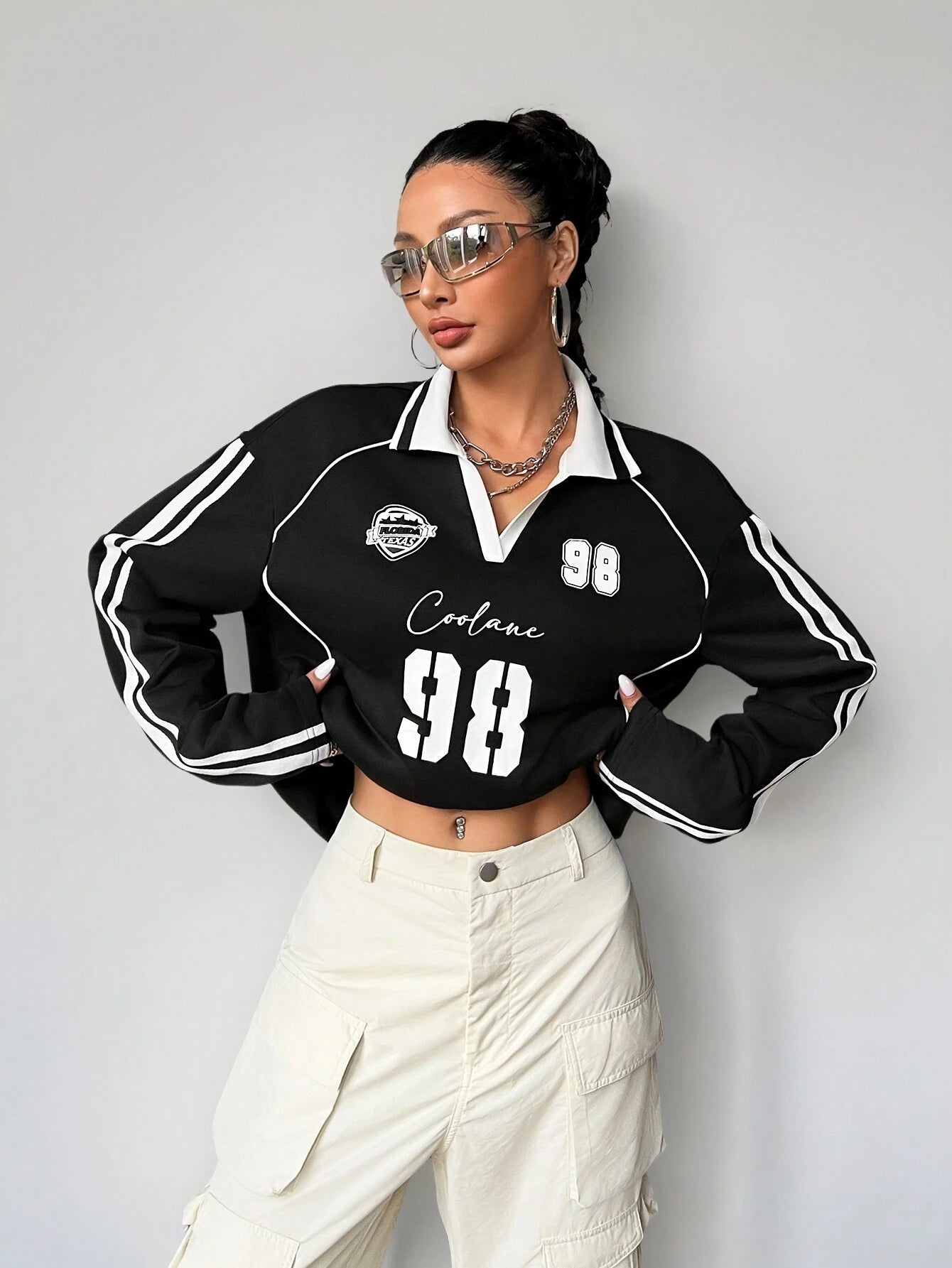 Sportswear Graphics White Over Size Long Sleeve Jersey T-Shirt