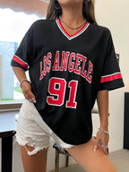 Loose-Fit V-Neck Drop-Shoulder T-Shirt