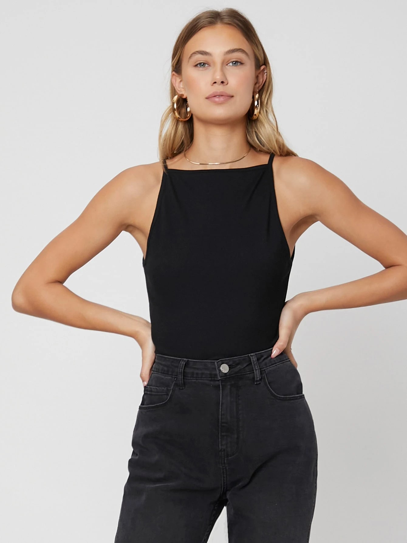 Sleeveless Top with Fine Shoulder Straps