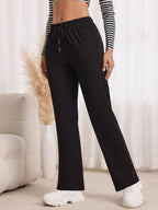 Drawstring Elastic Waist Sweatpants, Loose Fit Straight-Leg Joggers
