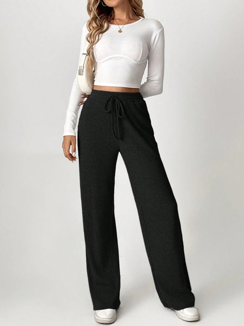 Solid Drawstring Slant Pocket Sweatpants