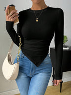 Solid Asymmetrical Hem Tee
