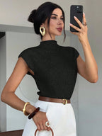 High Neck Loose Casual Versatile Sleeveless Knit Sweater