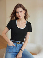 PREMIUM CONTRAST TRIM RIBBED T-SHIRT