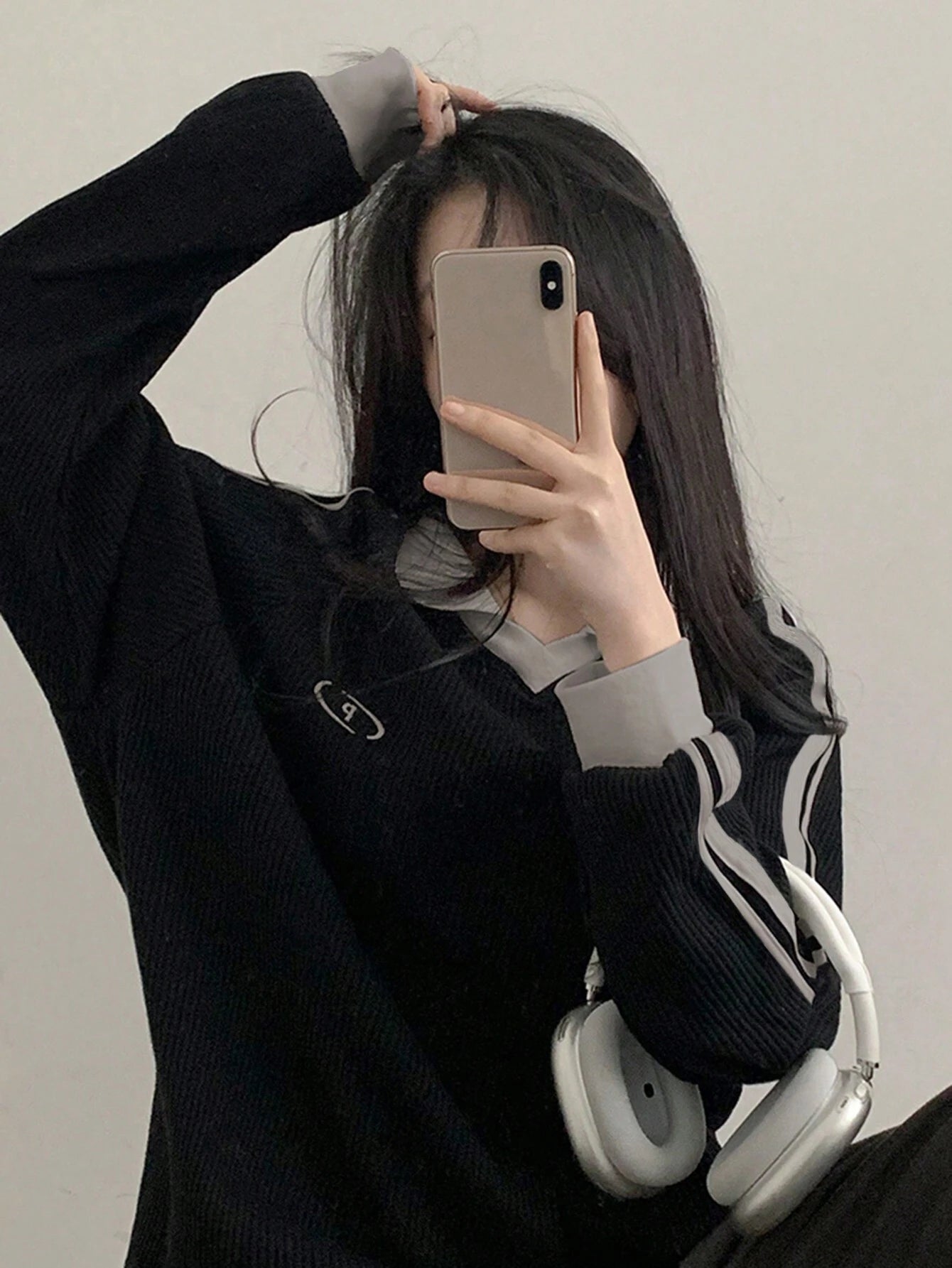 Contrast Color Block Striped Long Sleeve Casual Letter Print Sweatshirt, Collegiate Style, Long Sleeve Tops