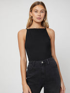 Sleeveless Top with Fine Shoulder Straps