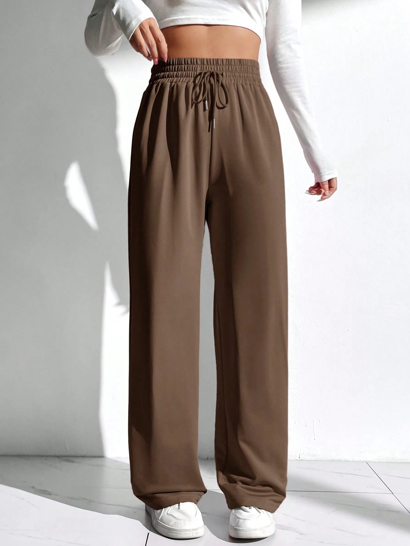 Solid Color Drawstring Waist Sweatpants Graduation, Back To School Outfits